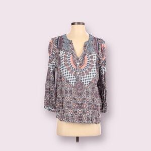 𝅺impeccable Pig Women's Multi Print 3/4 Sleeve Blouse